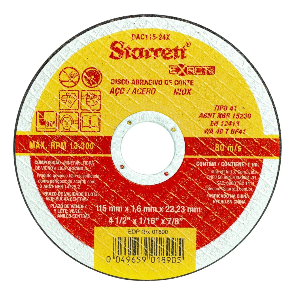 Starrett DAC115 24X Disco Abrasivo de Corte Exact 115X1,6X22,2 mm (4.1/2"X1/16"X7/8")